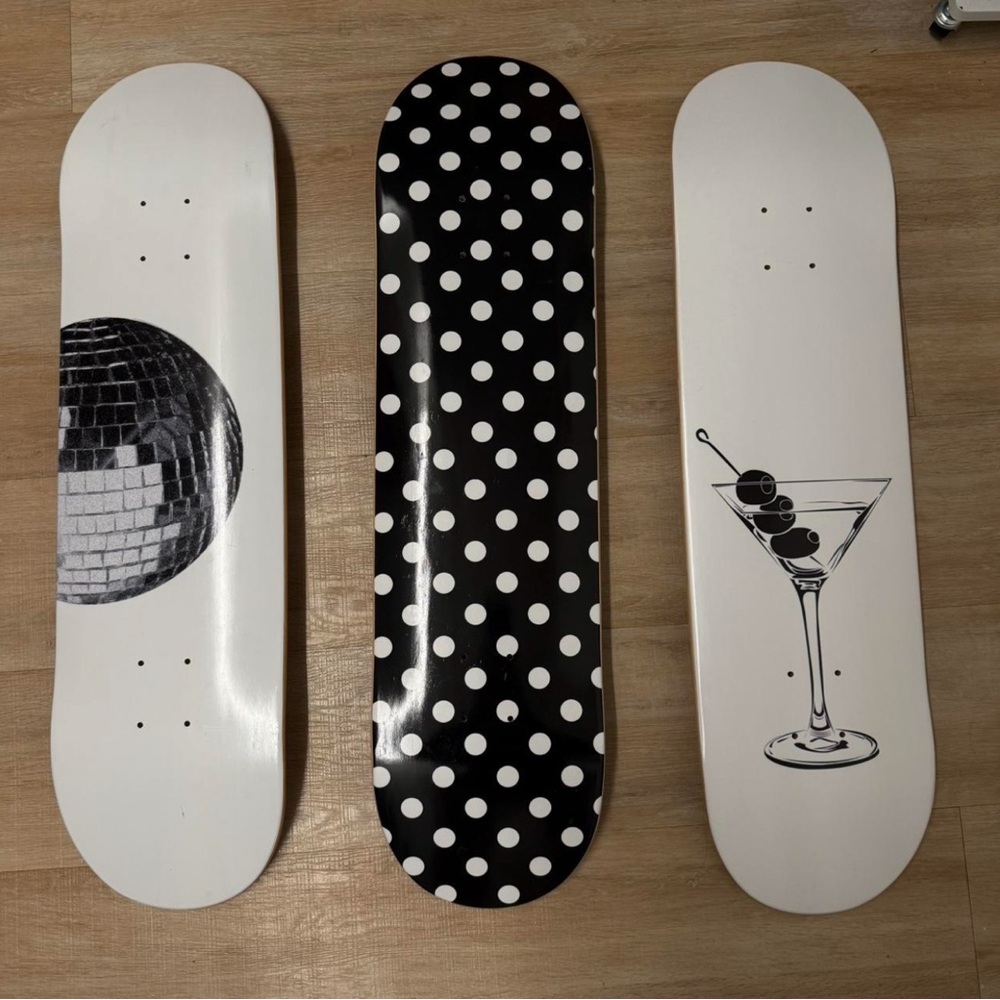 Polka Dot and Disco Skateboard Deck Set